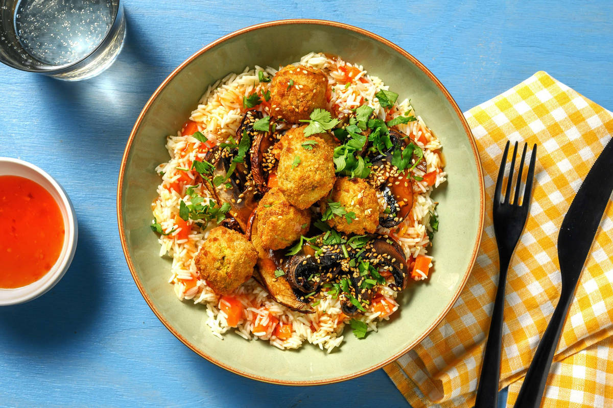 Bowl de boulettes veggie thaï & portobello
