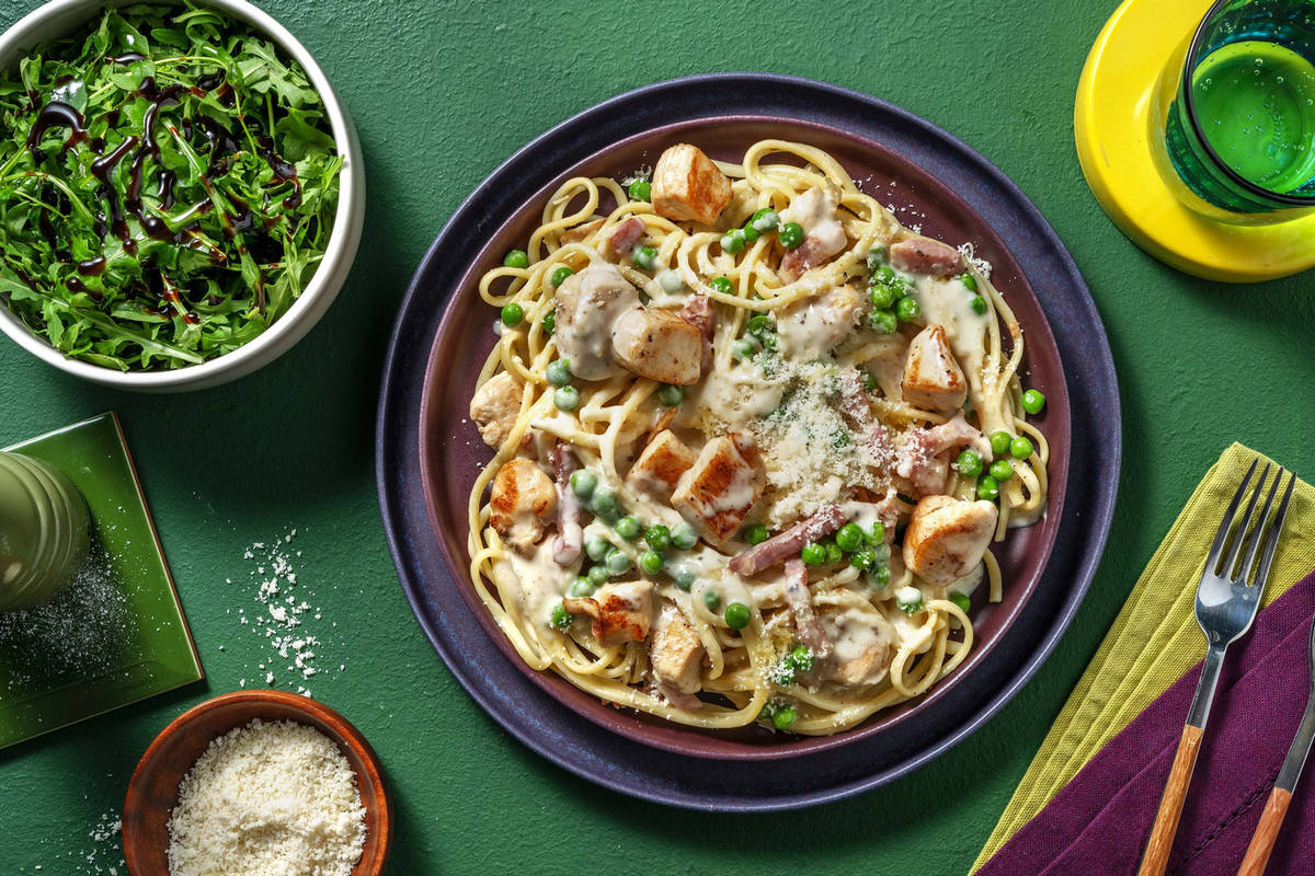 Ultimate Chicken and Bacon Linguine Alfredo