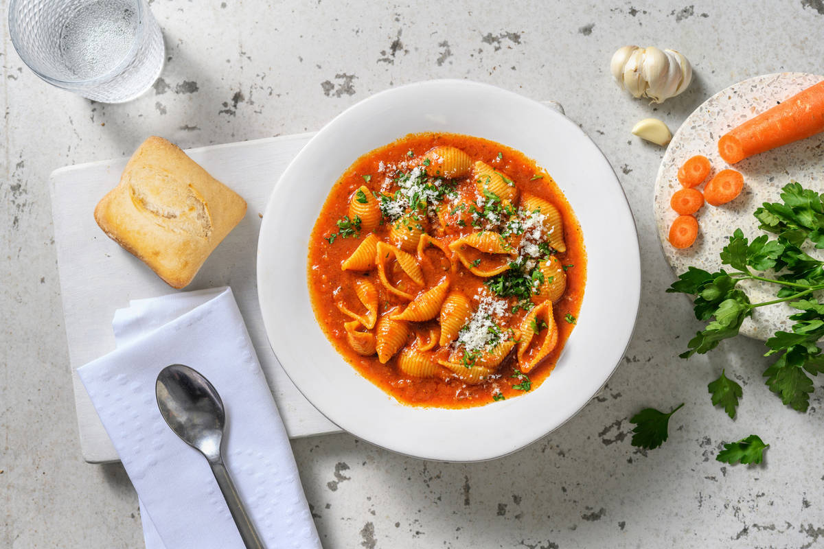 Soupe de pâtes façon minestrone aux anchois