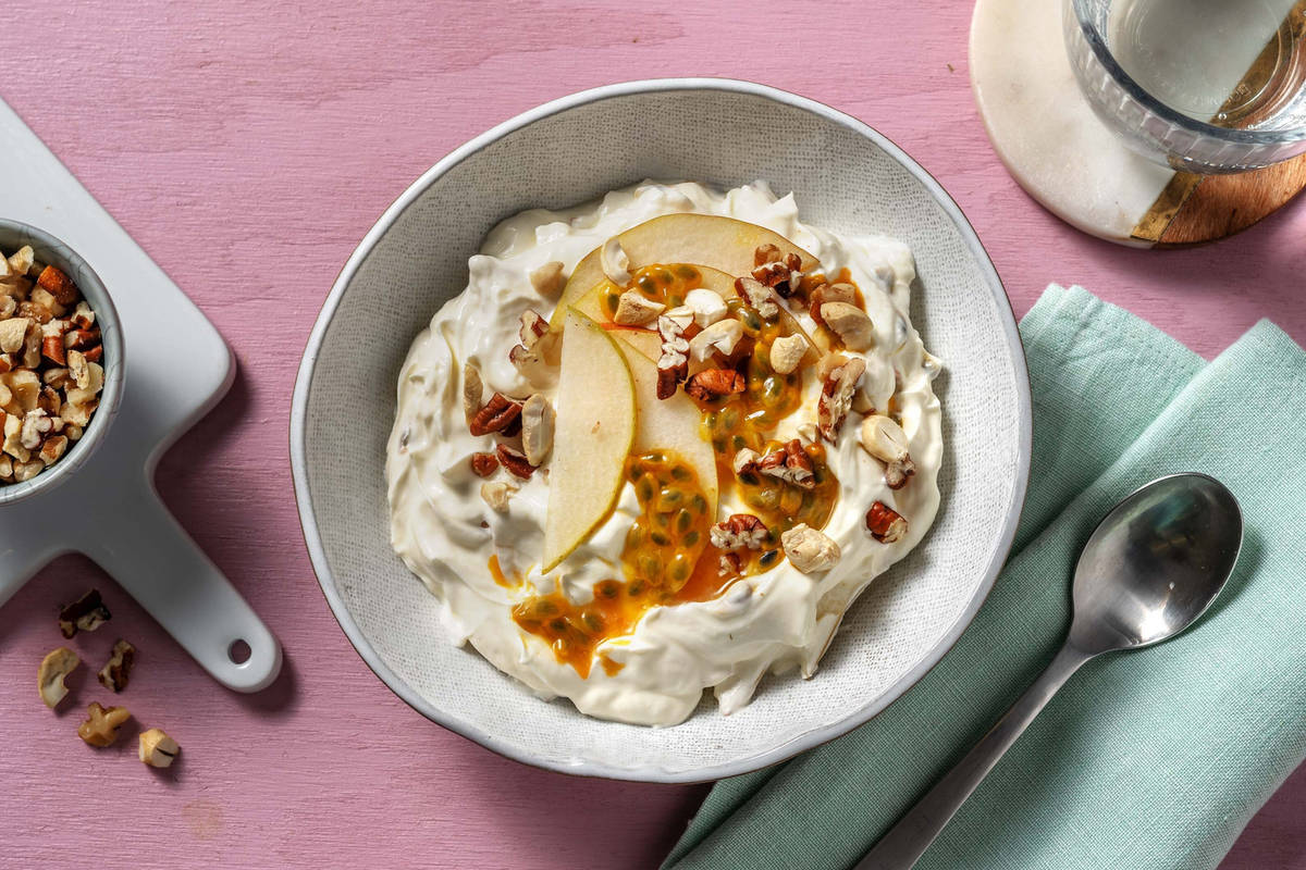 Fromage blanc et poire