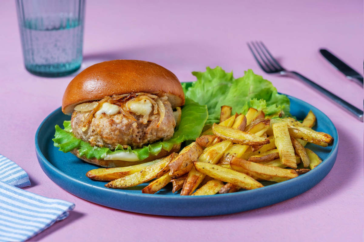 Saftig æbleburger med bacon