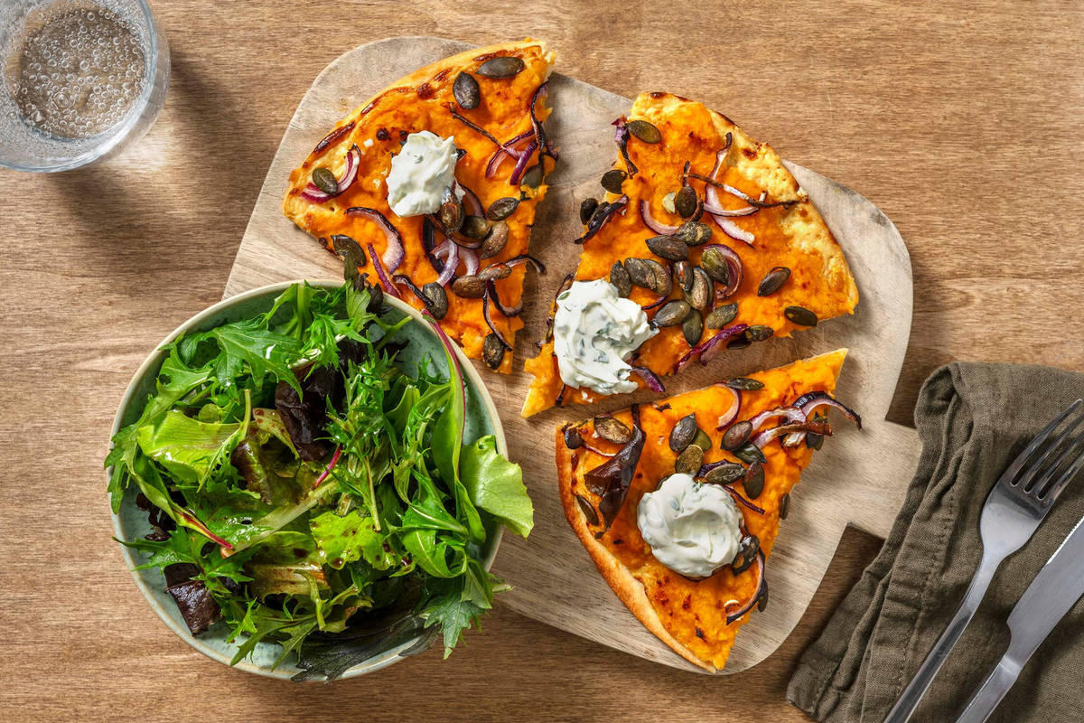 Tarte fine potiron, crème & fromage frais