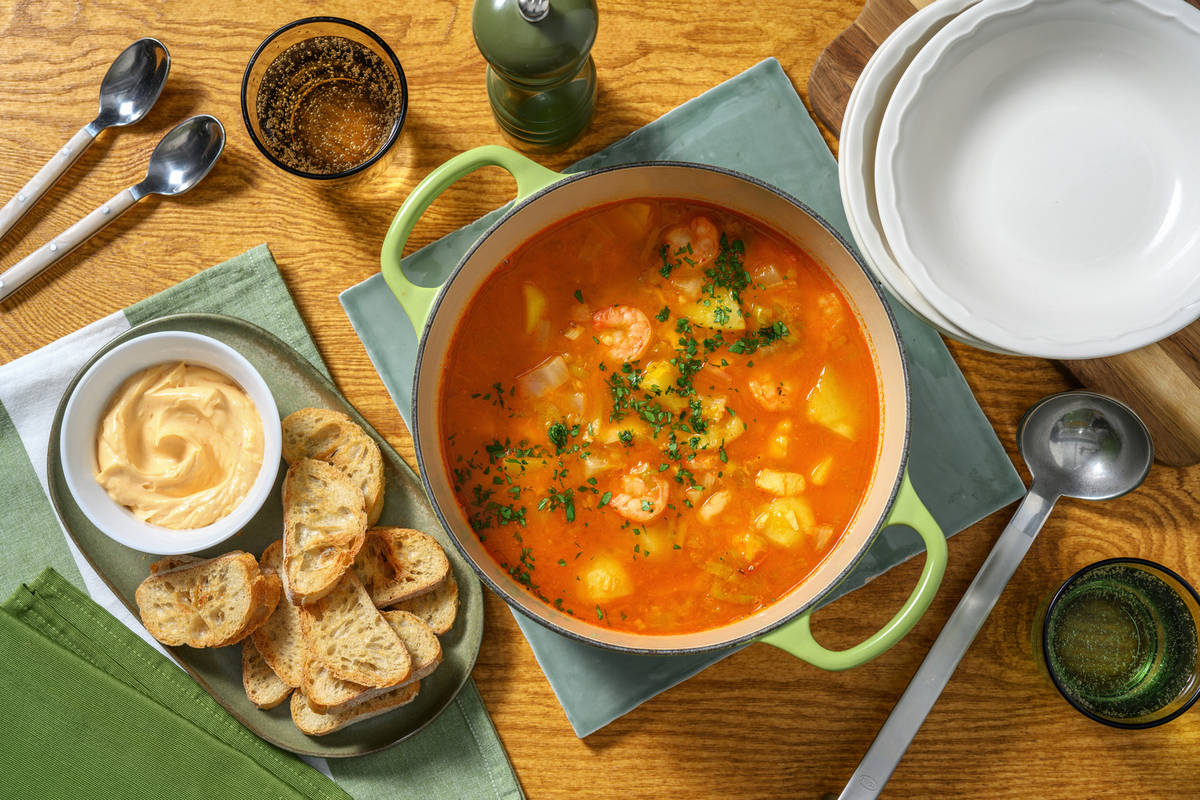 Marmite provençale aux crevettes & cabillaud