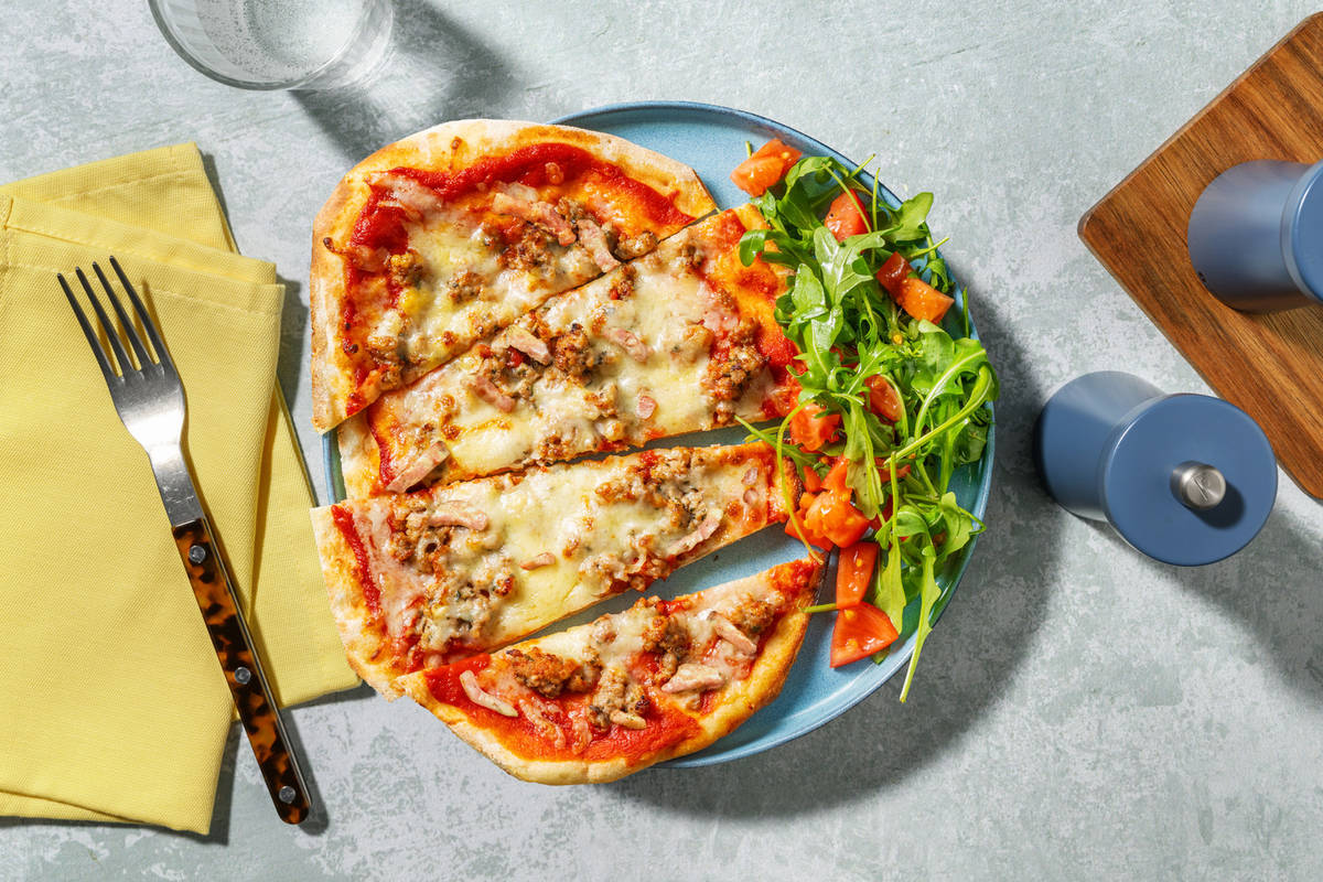 Italian Inspired Sausage and Bacon Naanizza