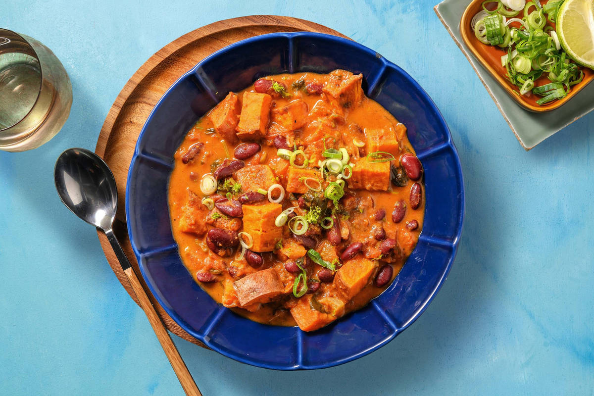 Zoete-aardappelsoep met kokosmelk