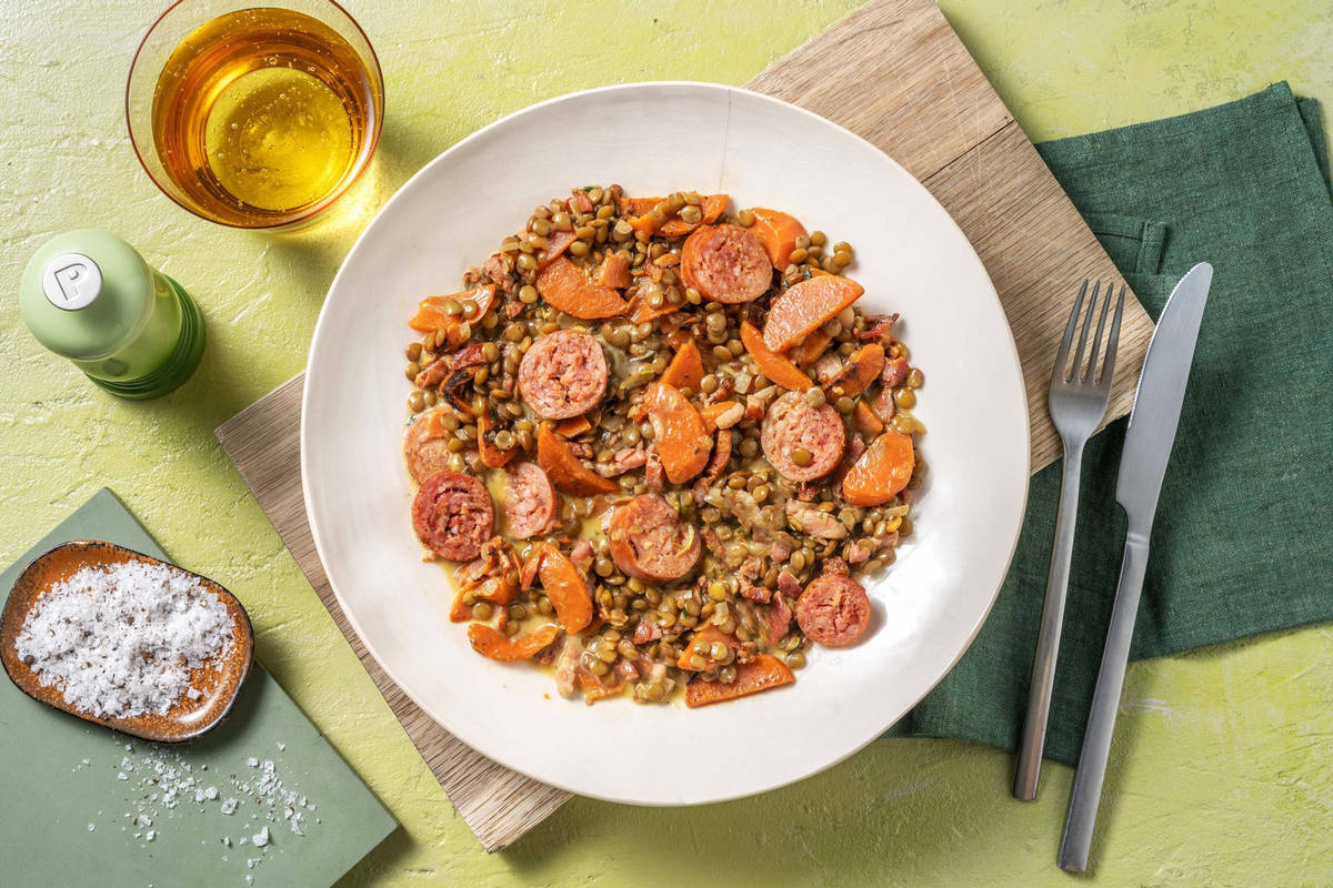 Saucisse-lentilles façon petit salé