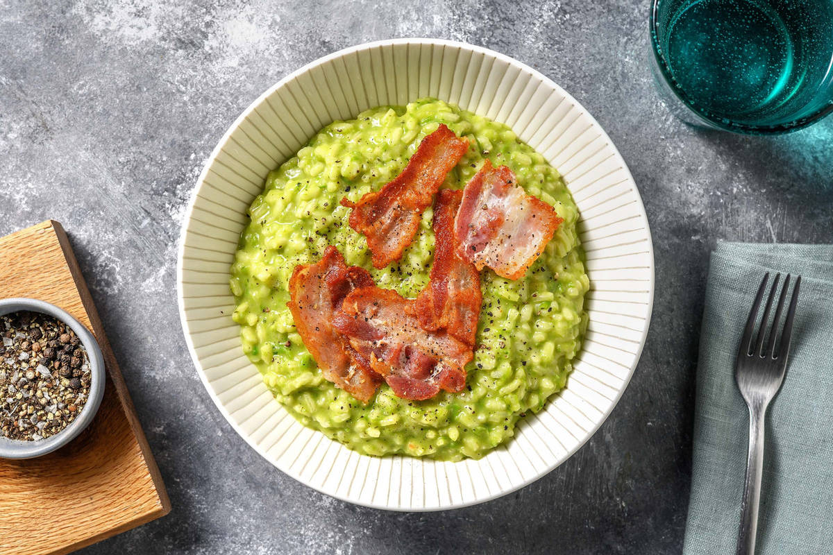 Risotto con crema di piselli