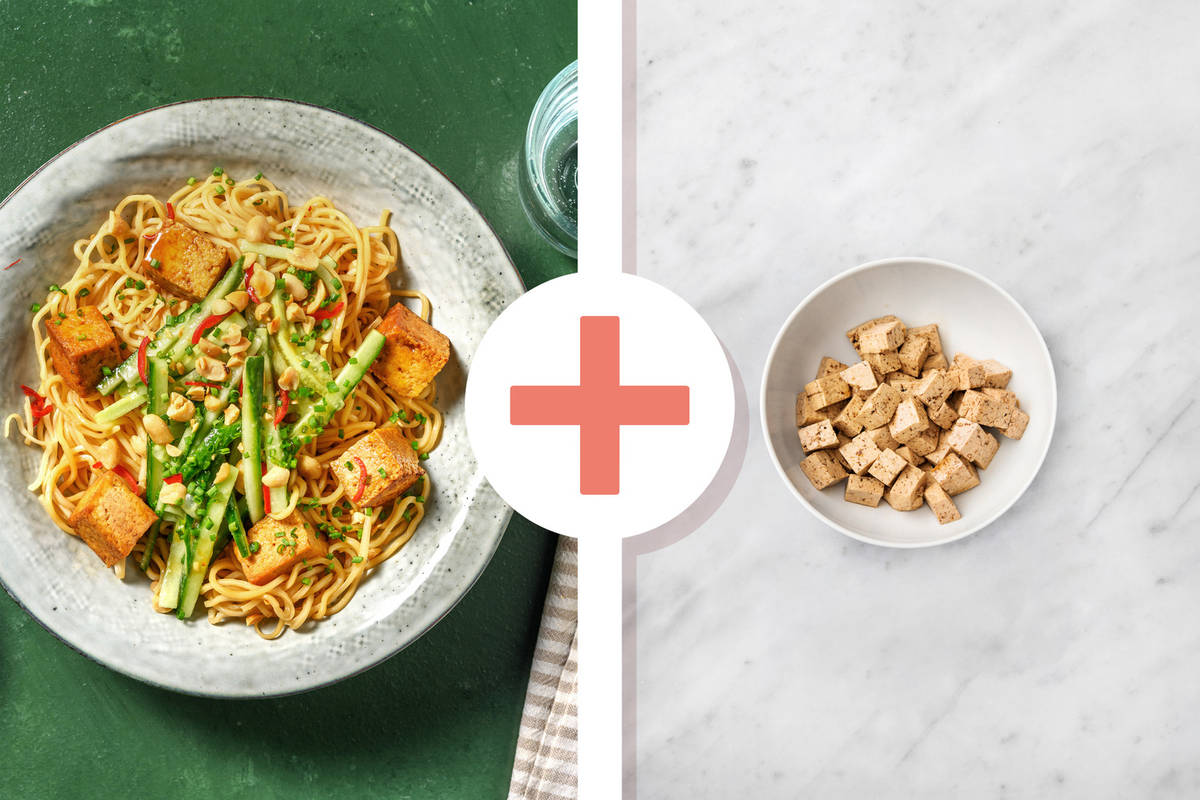 Noodles al tofu e zucchine sweet chili
