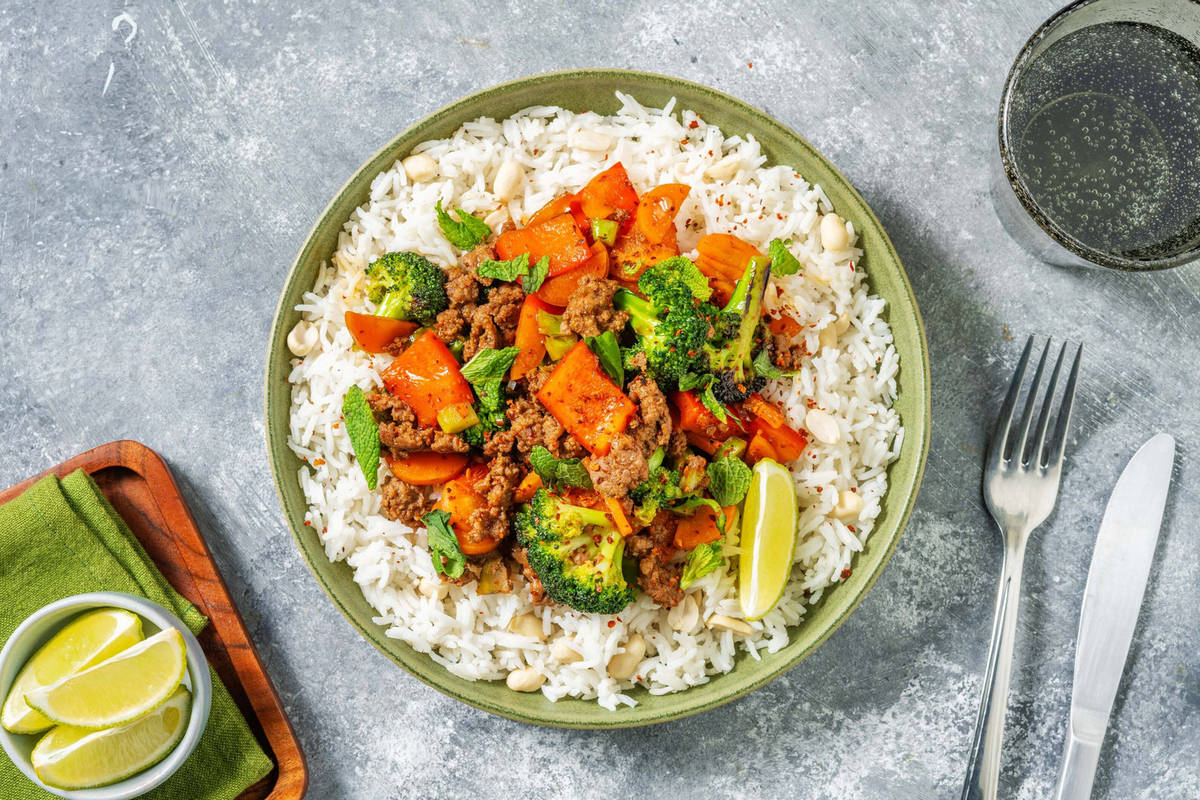 Sweet chili wok med blandfärs