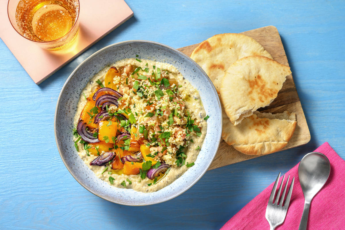 Bulgurbowl met homemade hummus