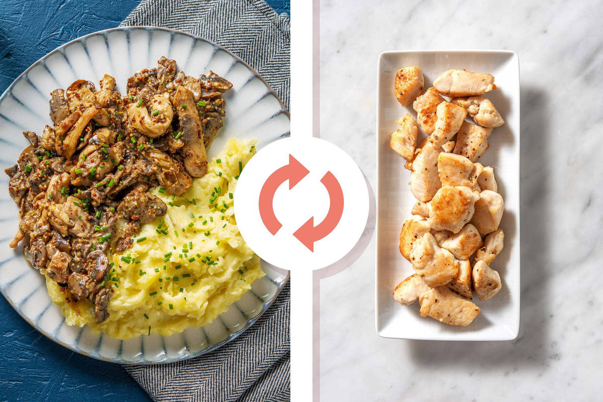 Creamy Mustard Diced Chicken Breast and Mushrooms 