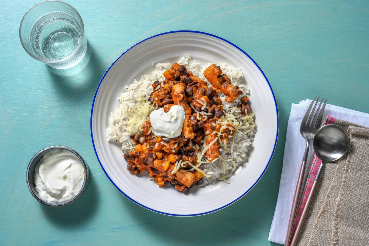 Porc à la mexicaine, sauce tomate & riz basmati