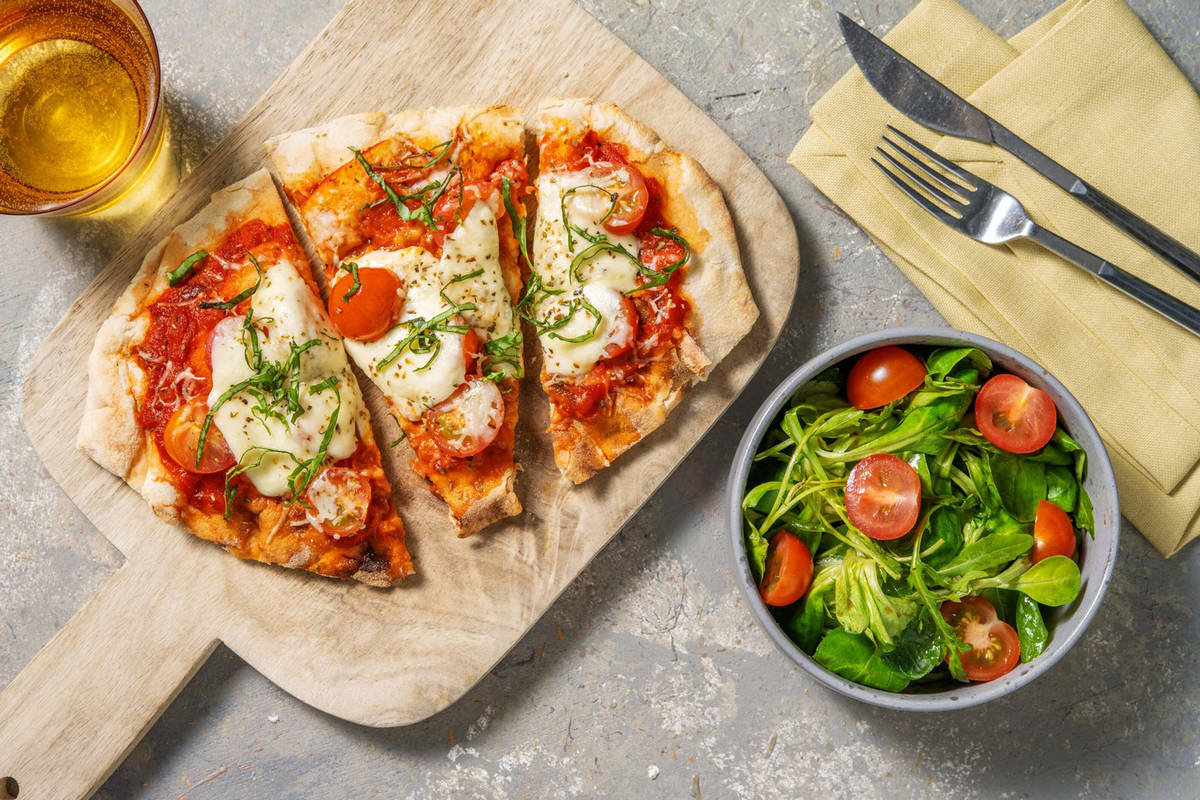 Pizza Margherita sur pain naan