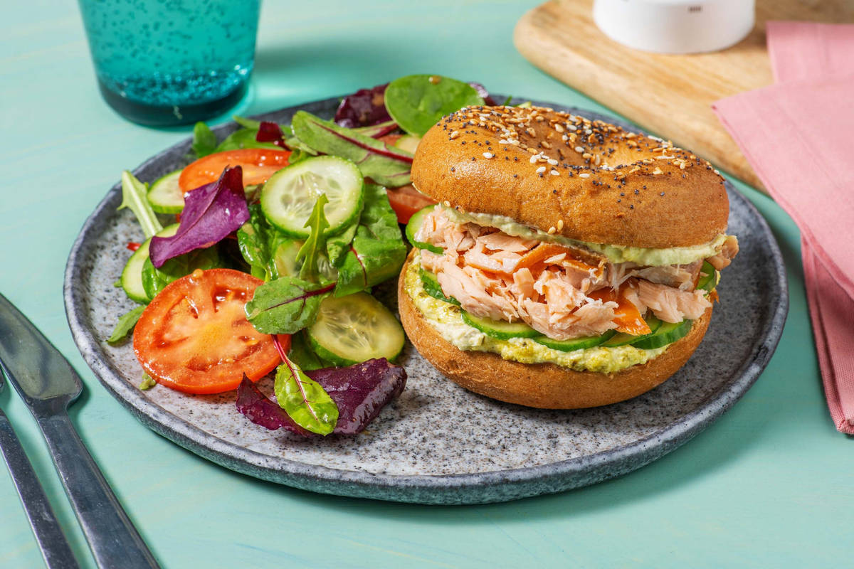Pour Maman : bagel saumon fumé & basilic