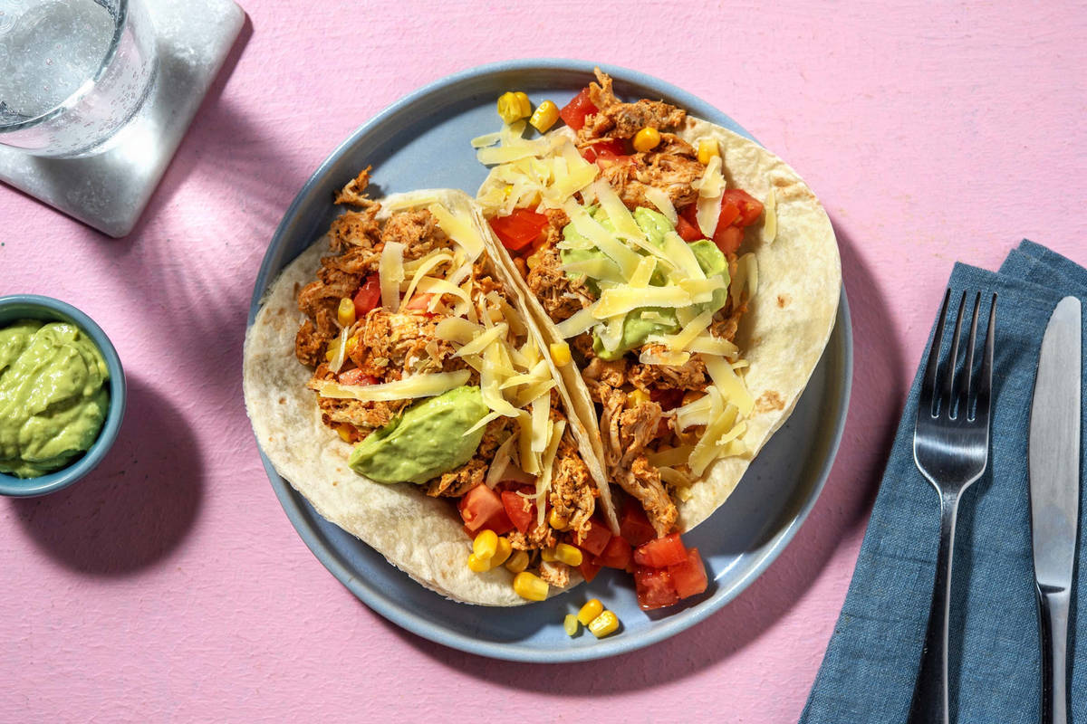 Tortillas au poulet effiloché
