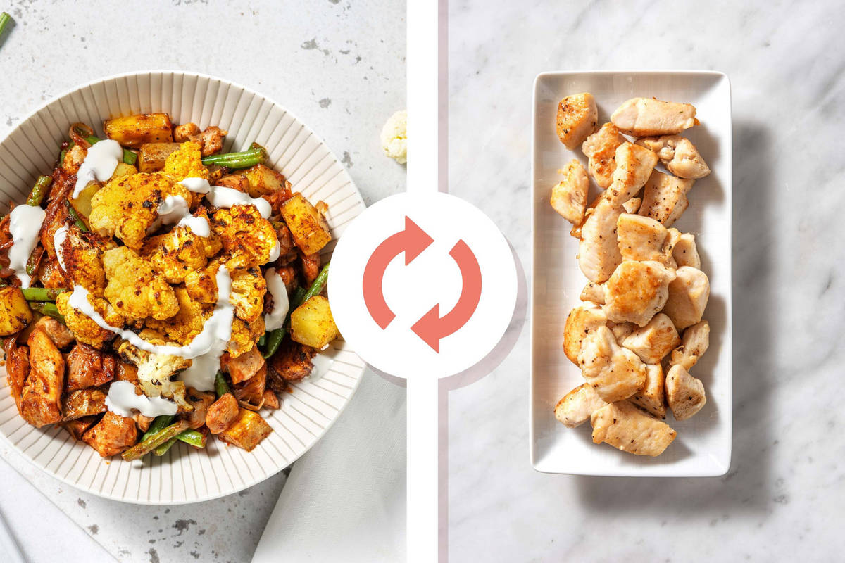 Harissa Diced Chicken Breast and Roasted Cauliflower