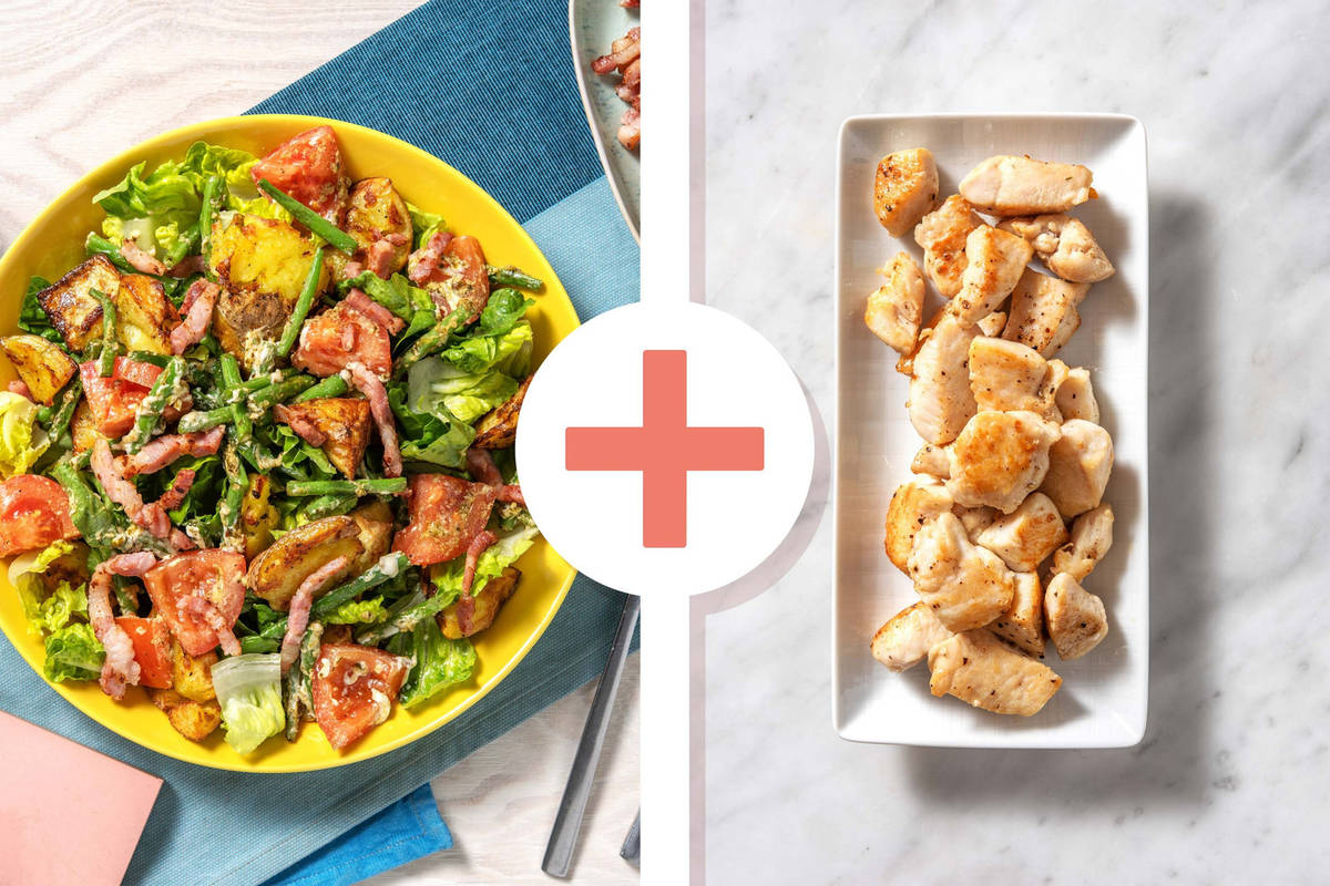 Creamy Pesto Dressed Bacon, Chicken Breast and Potato Salad