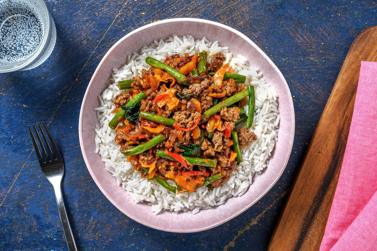 Thai-inspirerad fläskfärswok