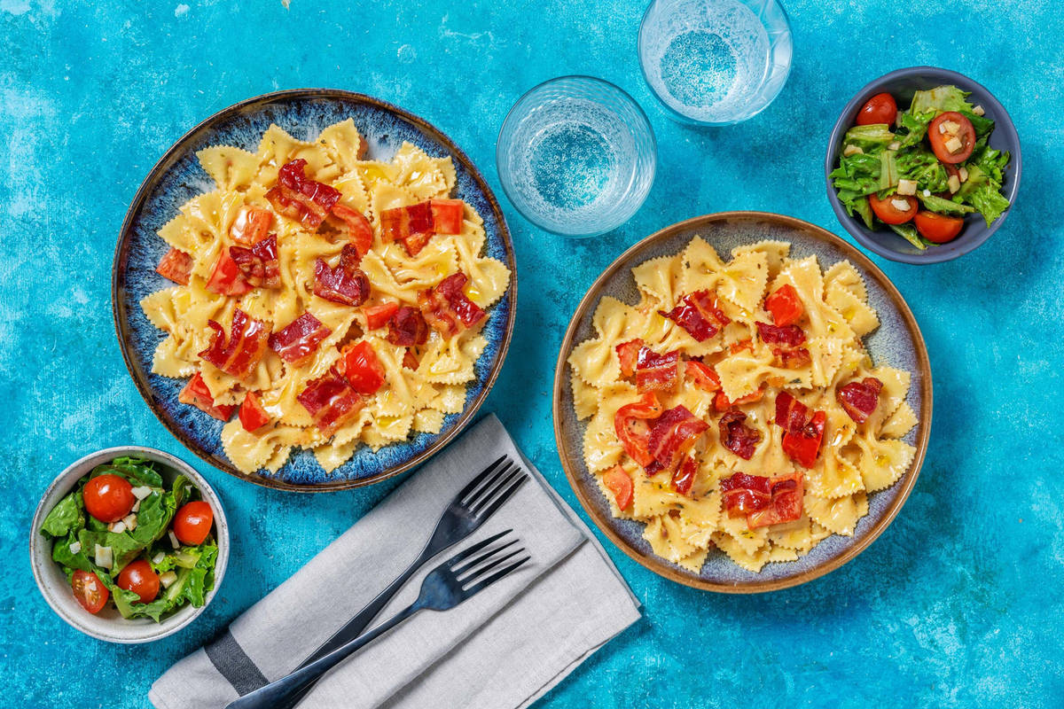 Kremet paprika- og baconpasta
