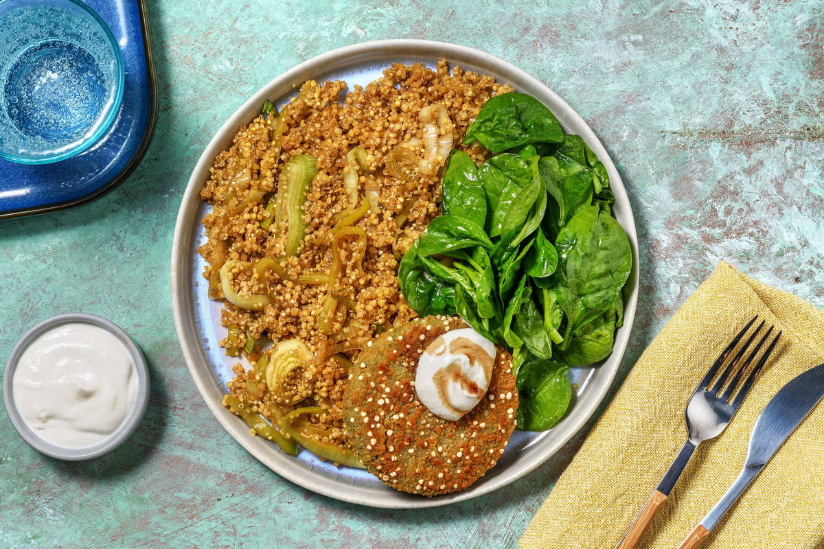 Veggie burger con quinoa ai porri 