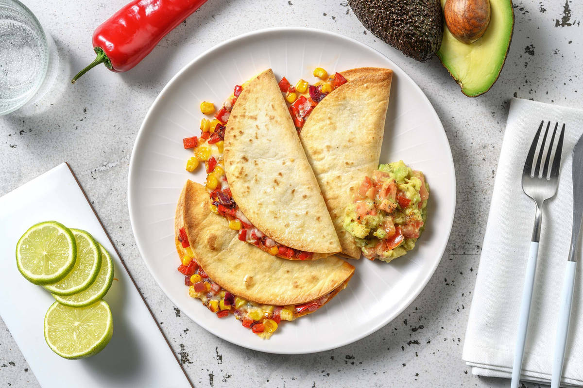 Quesadillas veggie au poivron & cheddar
