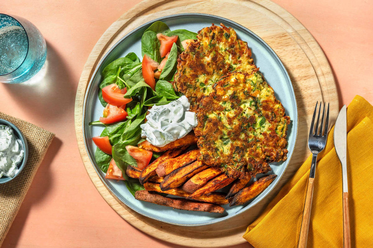 Cheesy zucchini fritters
