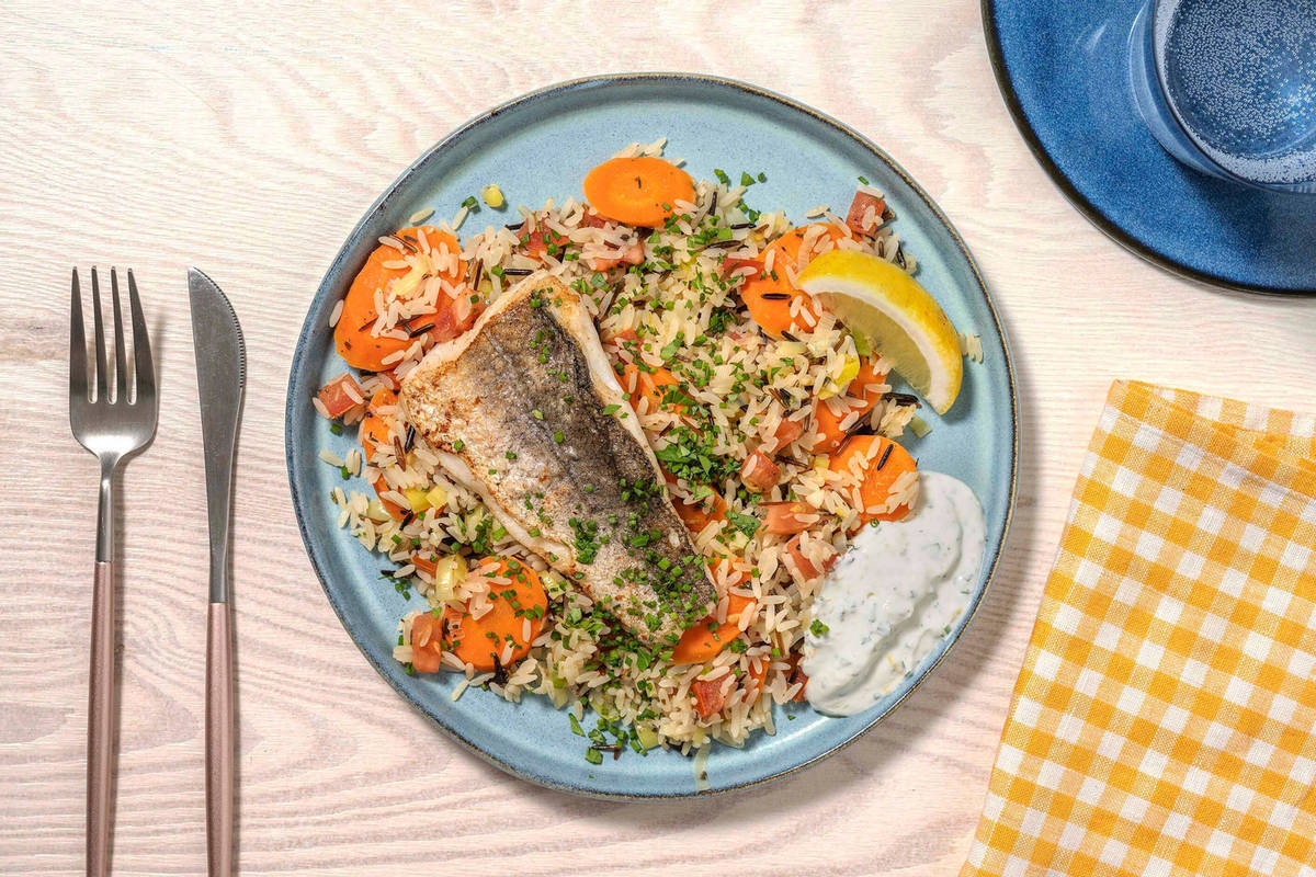 Lachs auf Kräuterreis