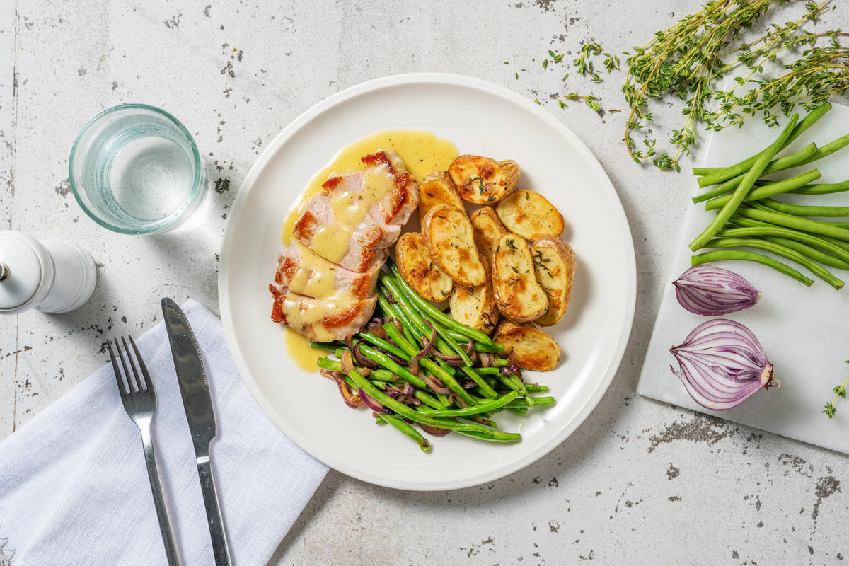 Varkensoester in spek met frisse citroendressing