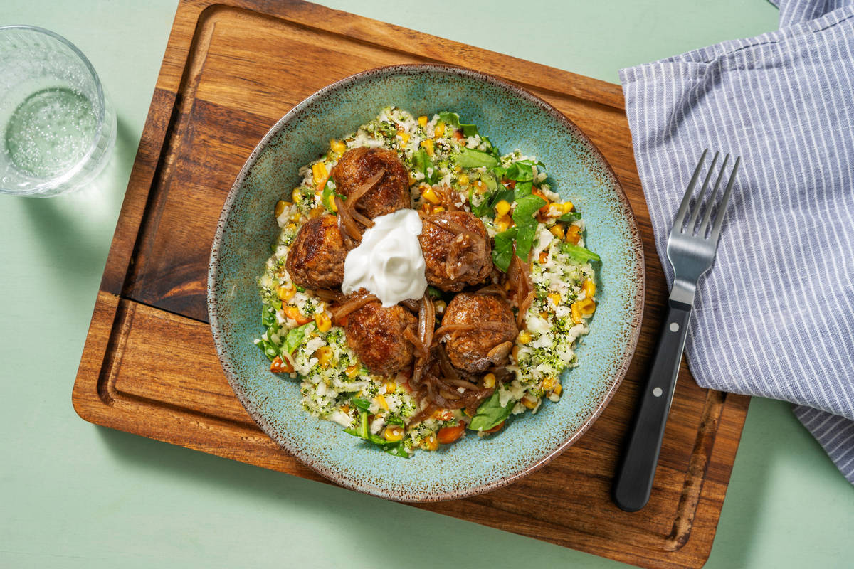 Onion-Glazed Beef & Pork Meatballs