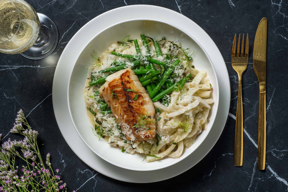 Frisse risotto met kabeljauwfilet en citroentijm