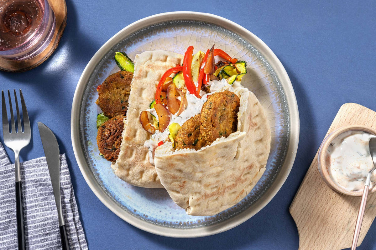 Saltimbocca con falafel e verdure arrosto