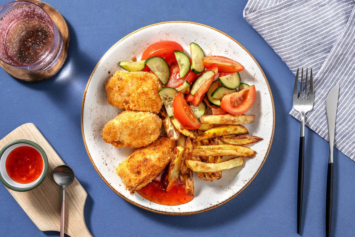 Nuggets de poulet maison et frites au four