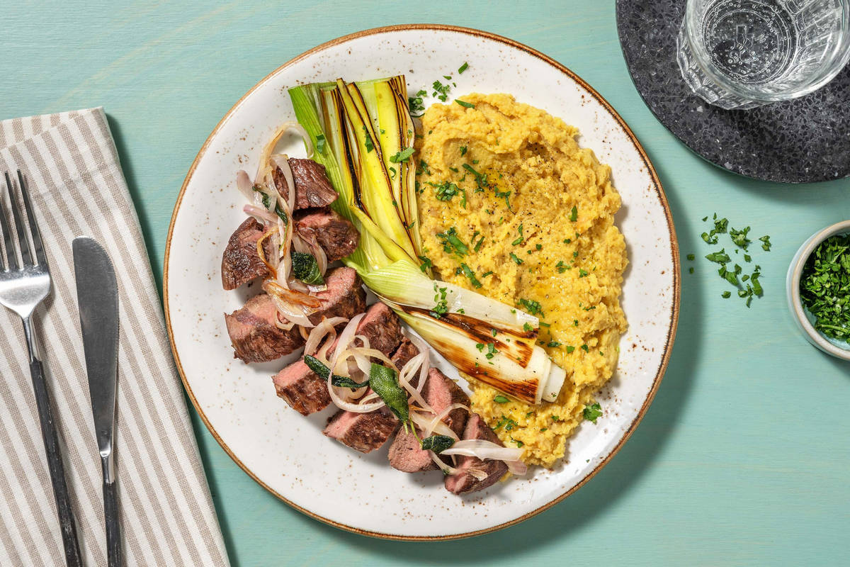 Bistecca di manzo con scalogno fondente