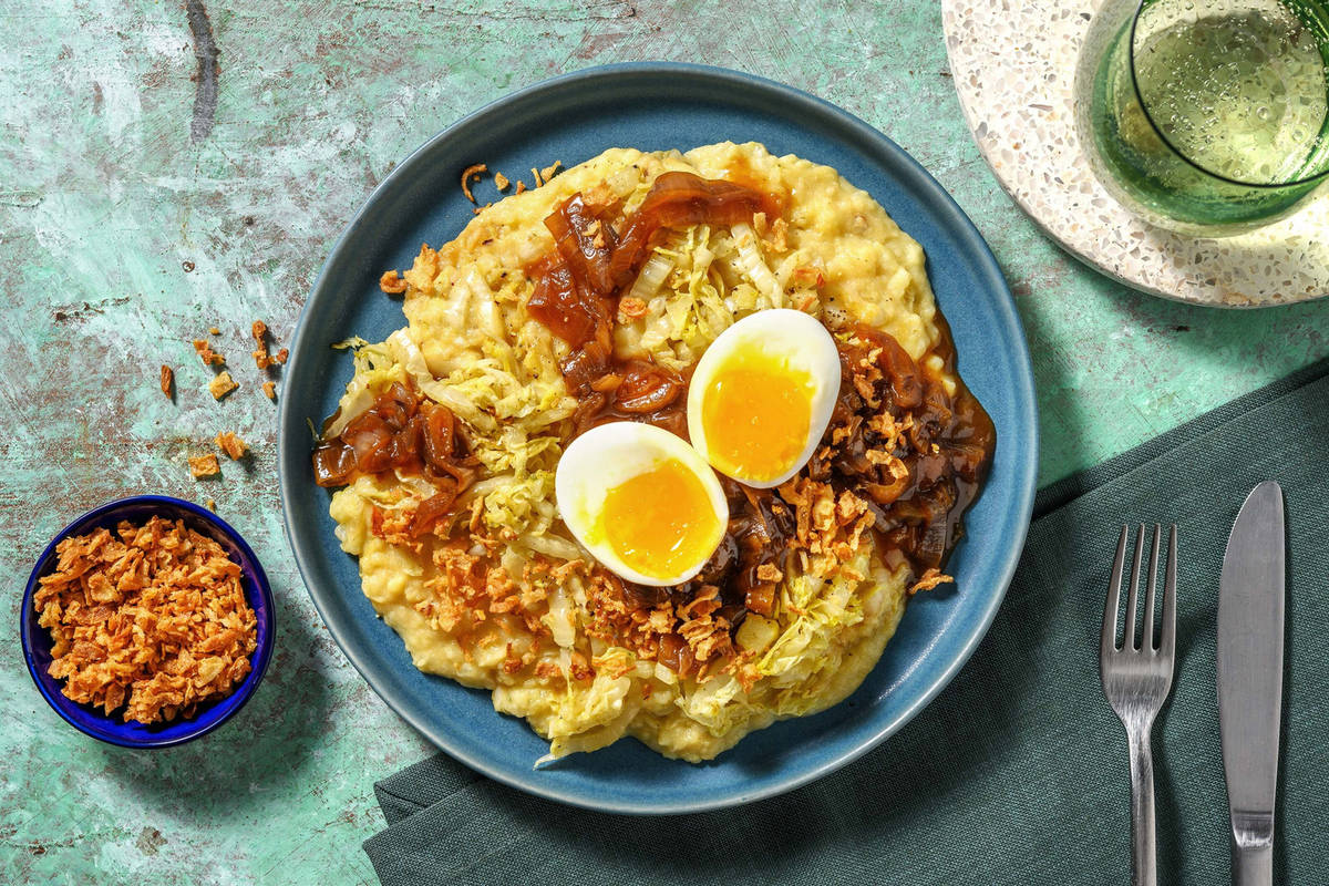 Stamppot met spitskool en kokosmelk