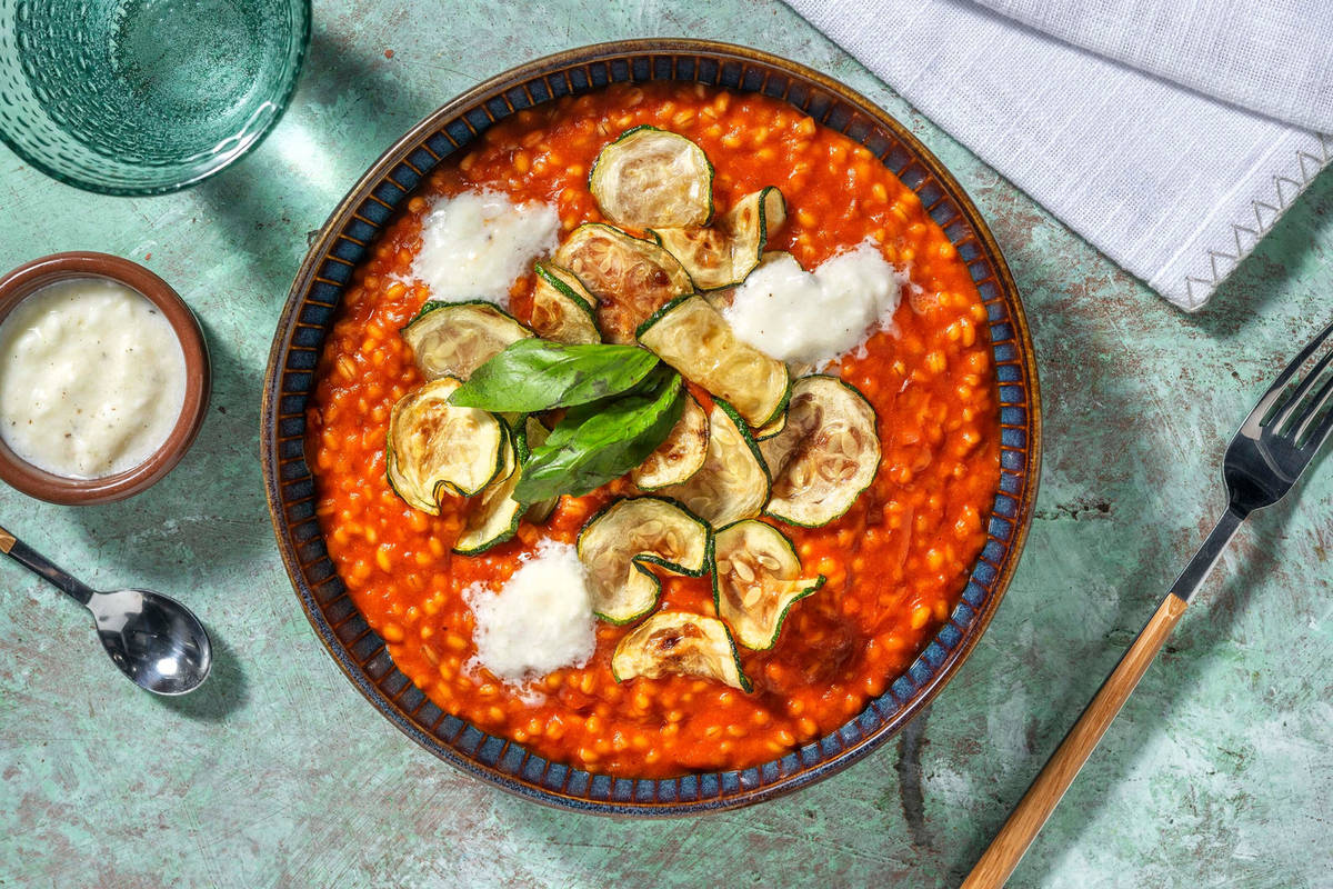 Orzotto al pomodoro e crema di bufala 