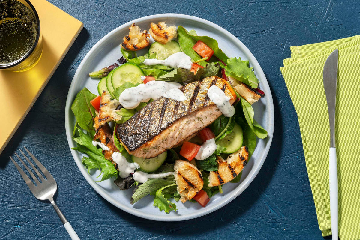 Grilled Dill-Garlic Tilapia Salad