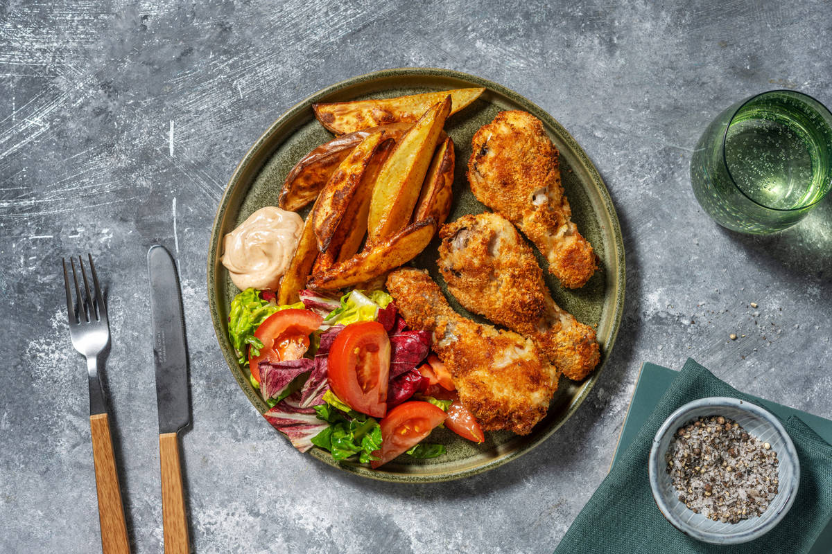 Pilons de poulet croustillants & potatoes