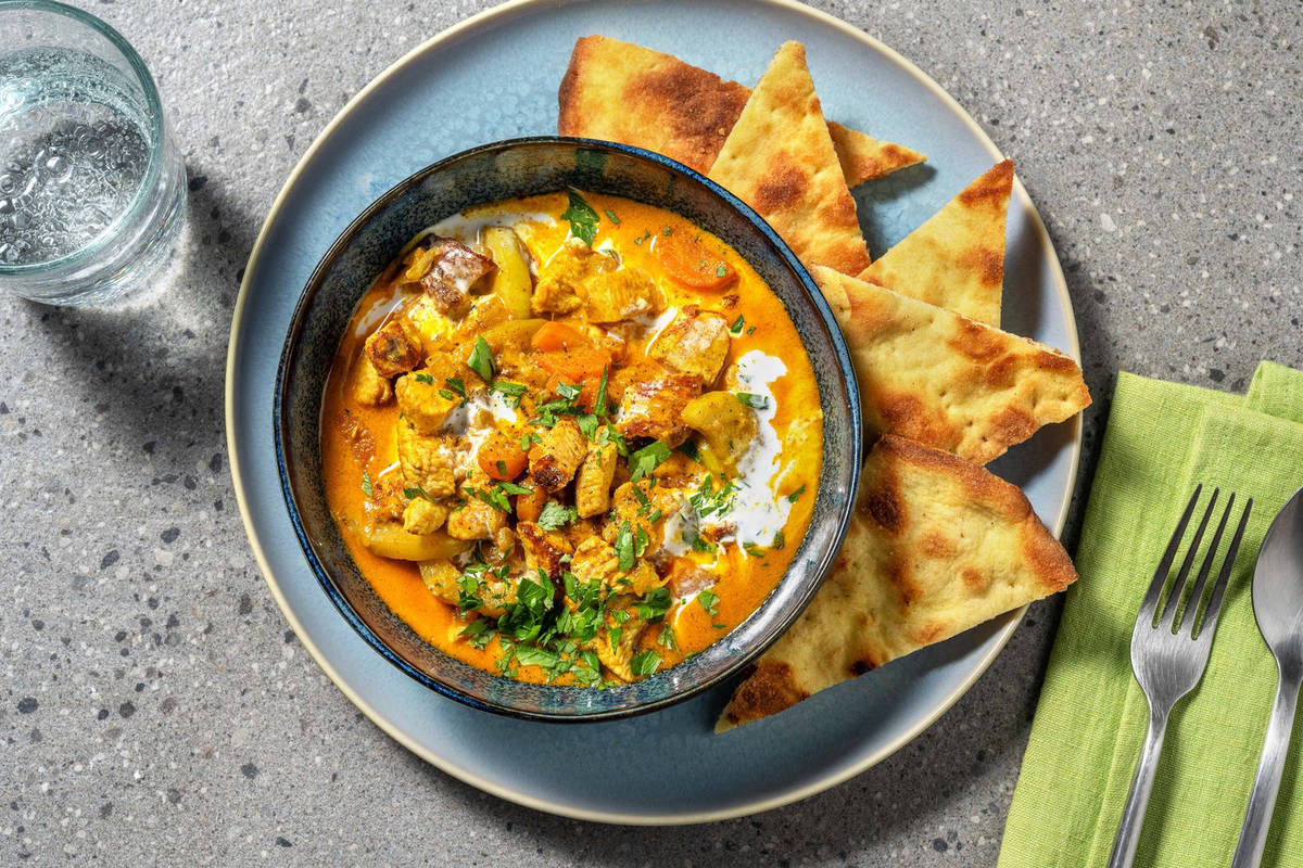 Curry cremoso di pollo e verdure