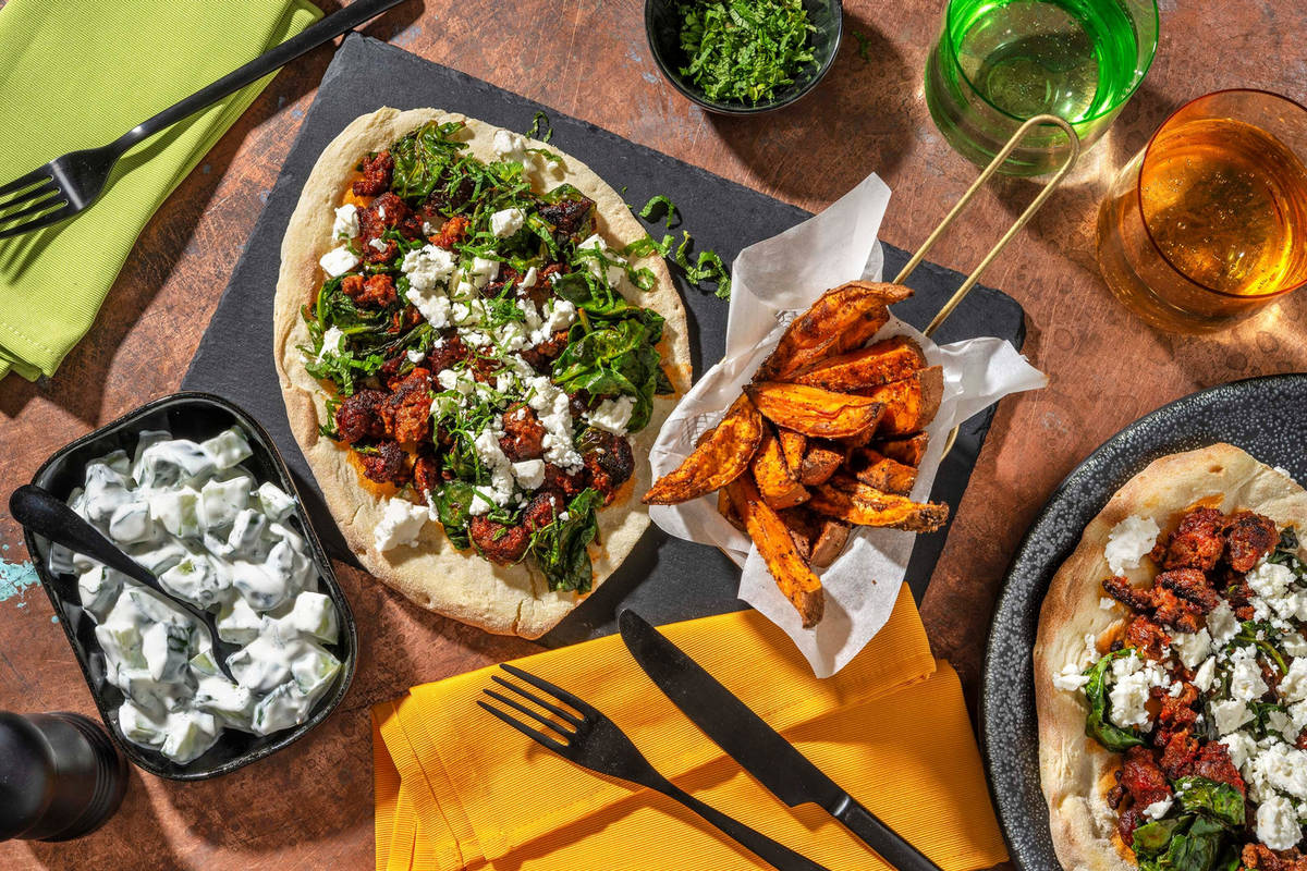 Turkish Inspired Harissa Beef Loaded Flatbreads