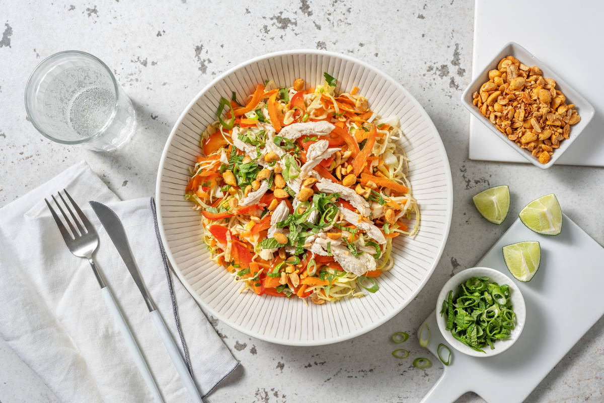 Salade asiatique froide au poulet effiloché