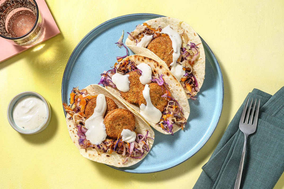 Tacos di falafel e yogurt al miele