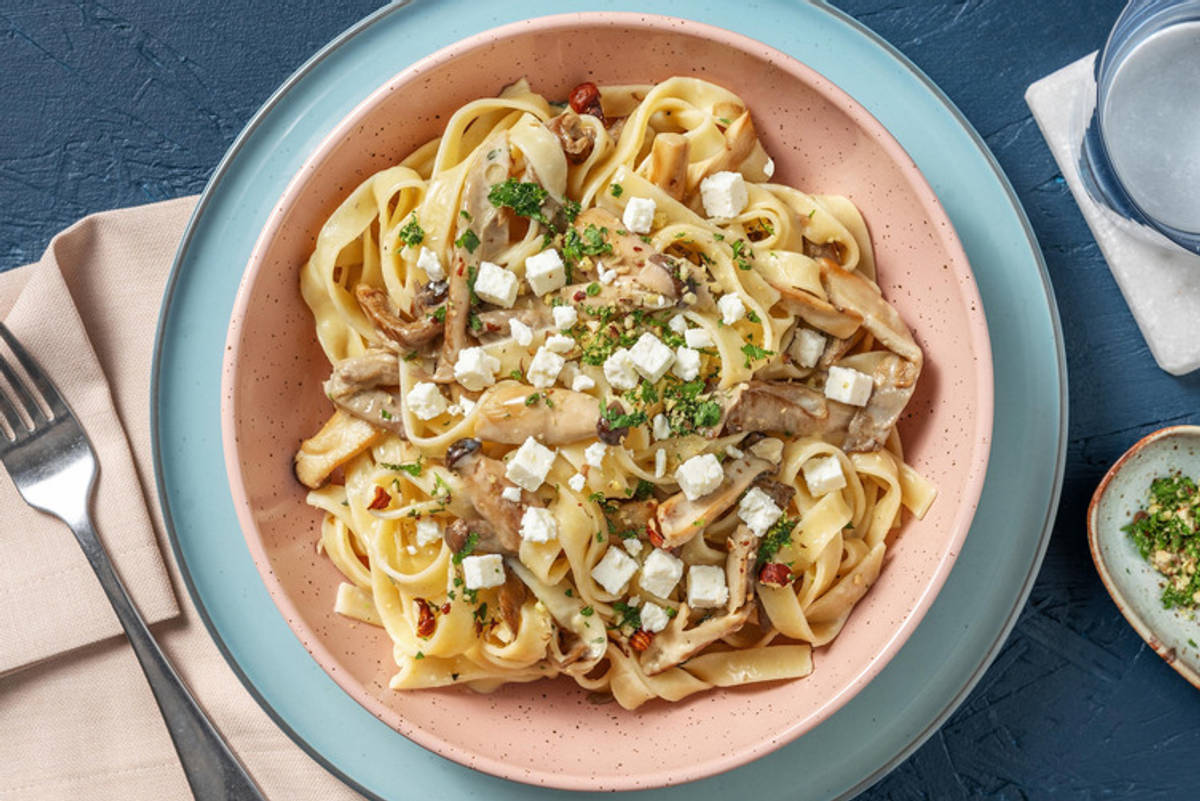 Fettuccine mit Kräuterseitlingen & extra Bio-Feta