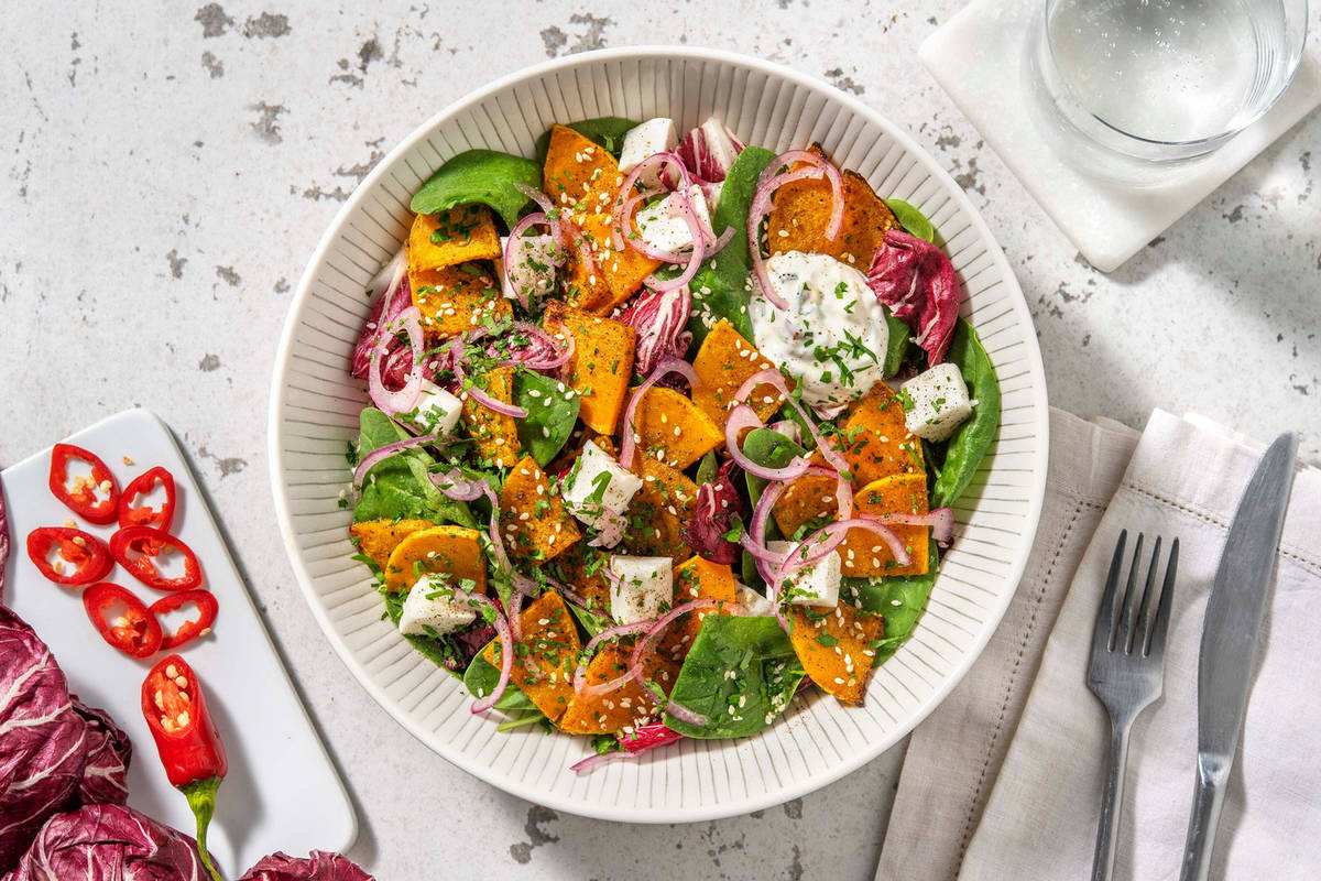 Butternut rôti au zaatar & chèvre frais