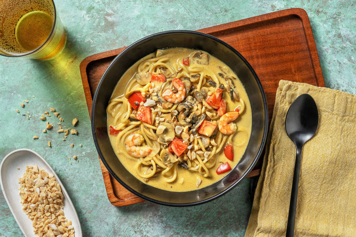 Coconut Prawn Laksa Noodle Soup 