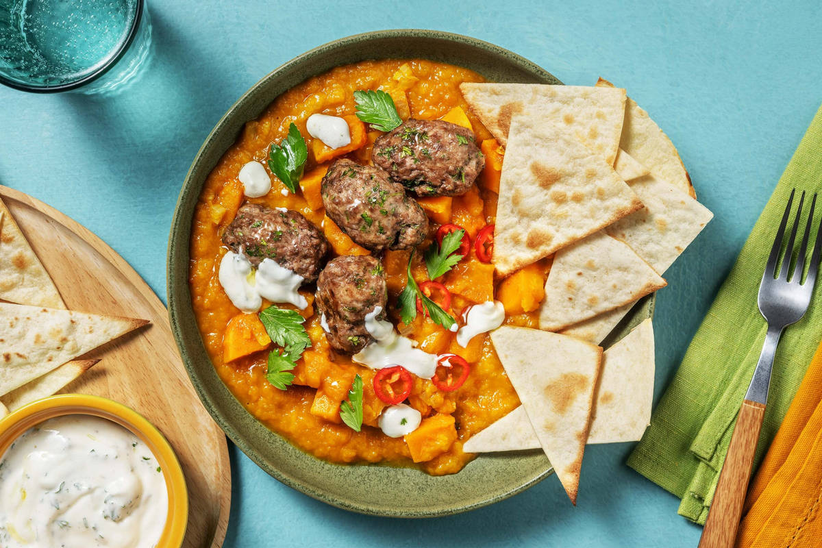 Kofta con crema di zucca al curry