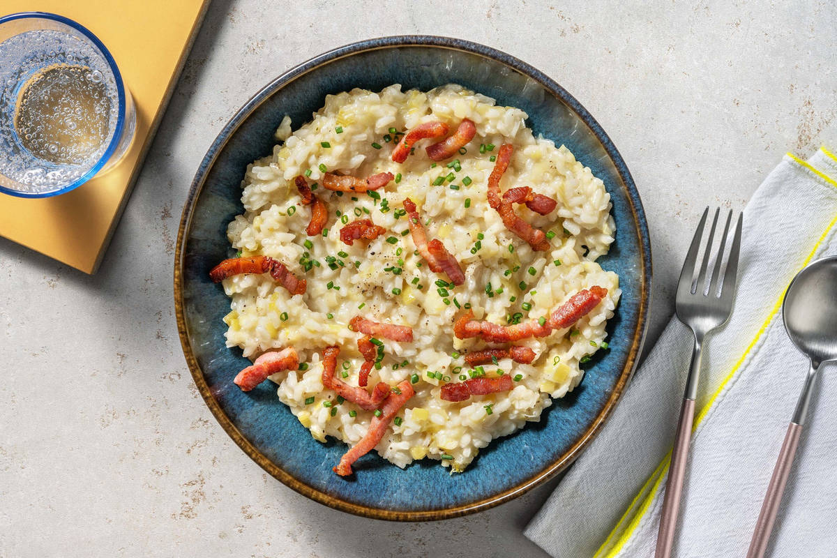 Risotto aux poireaux & lardons