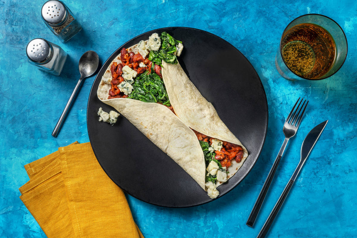 Wrap di fagioli piccanti e gorgonzola