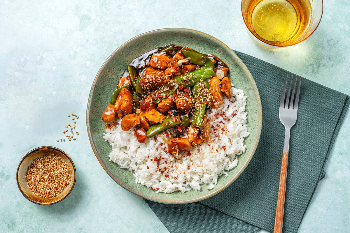 Extra de pollo teriyaki con verduras salteadas