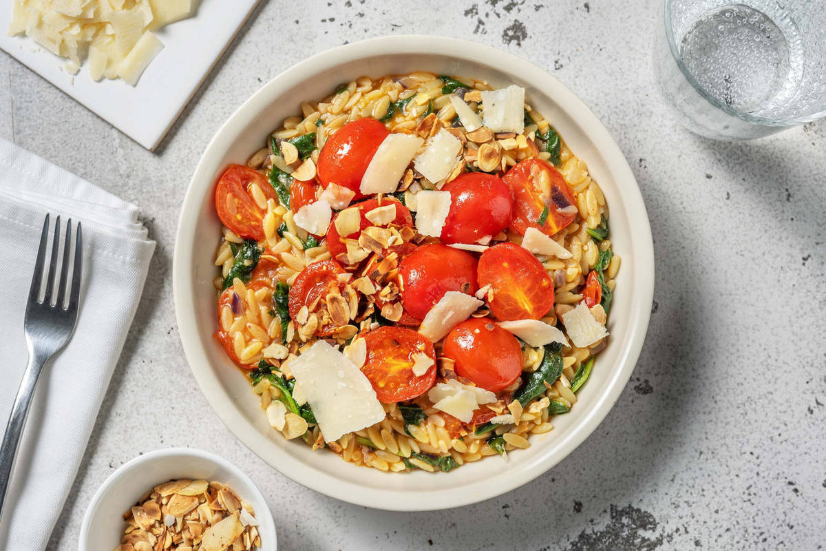 Orzo aux épinards et mini-tomates roma