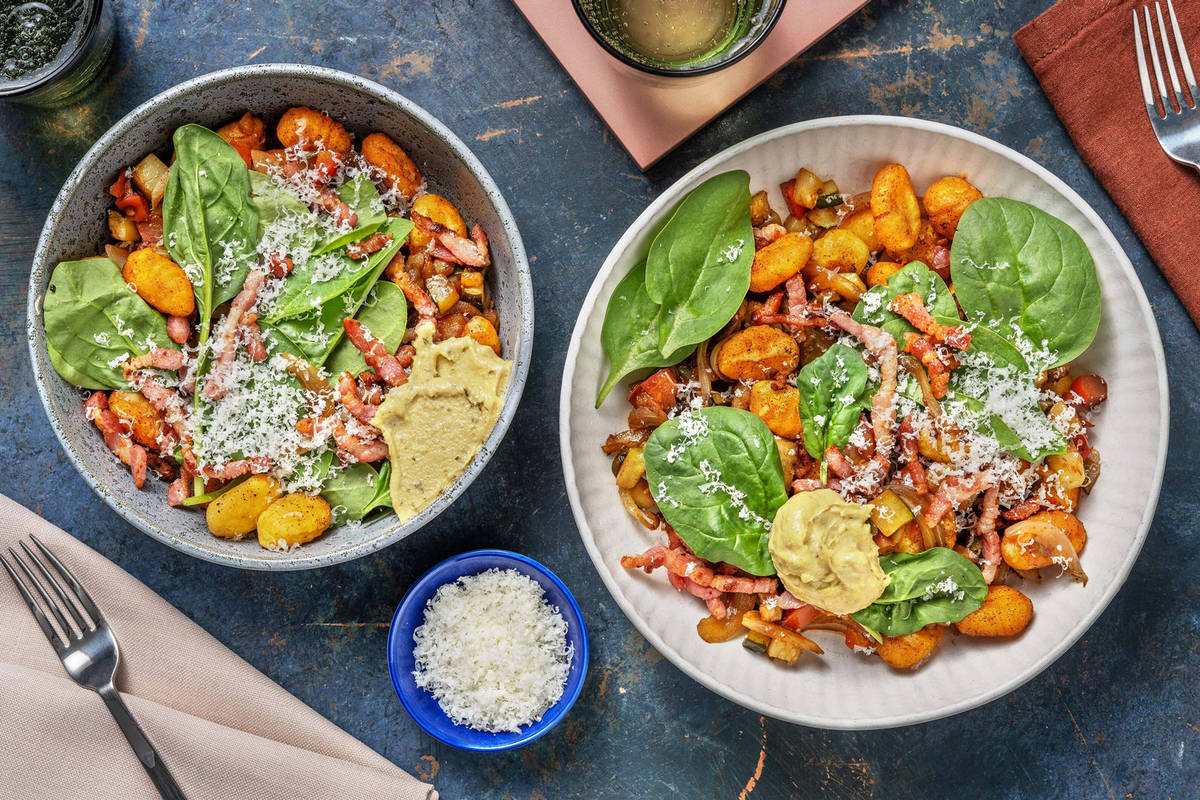 Ovnbagt gnocchi og sprød bacon
